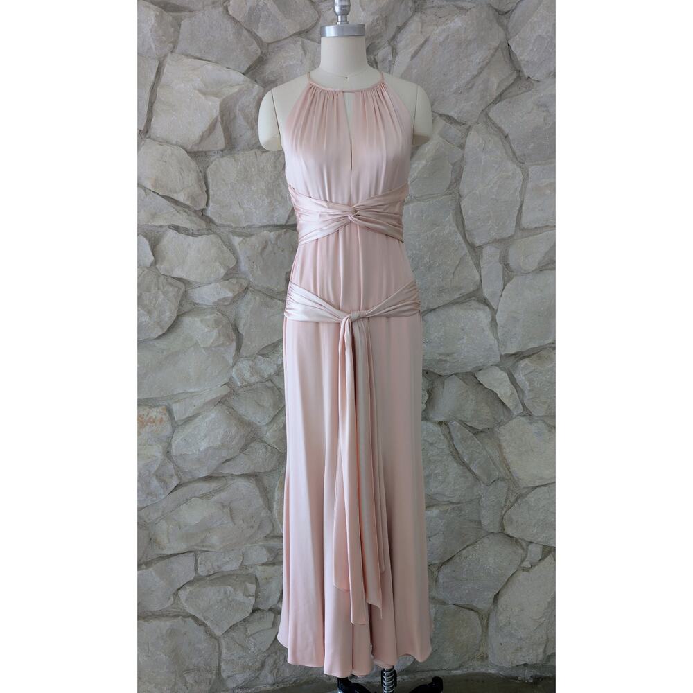 Early 2000s Vintage Pink Silk Halter Gown